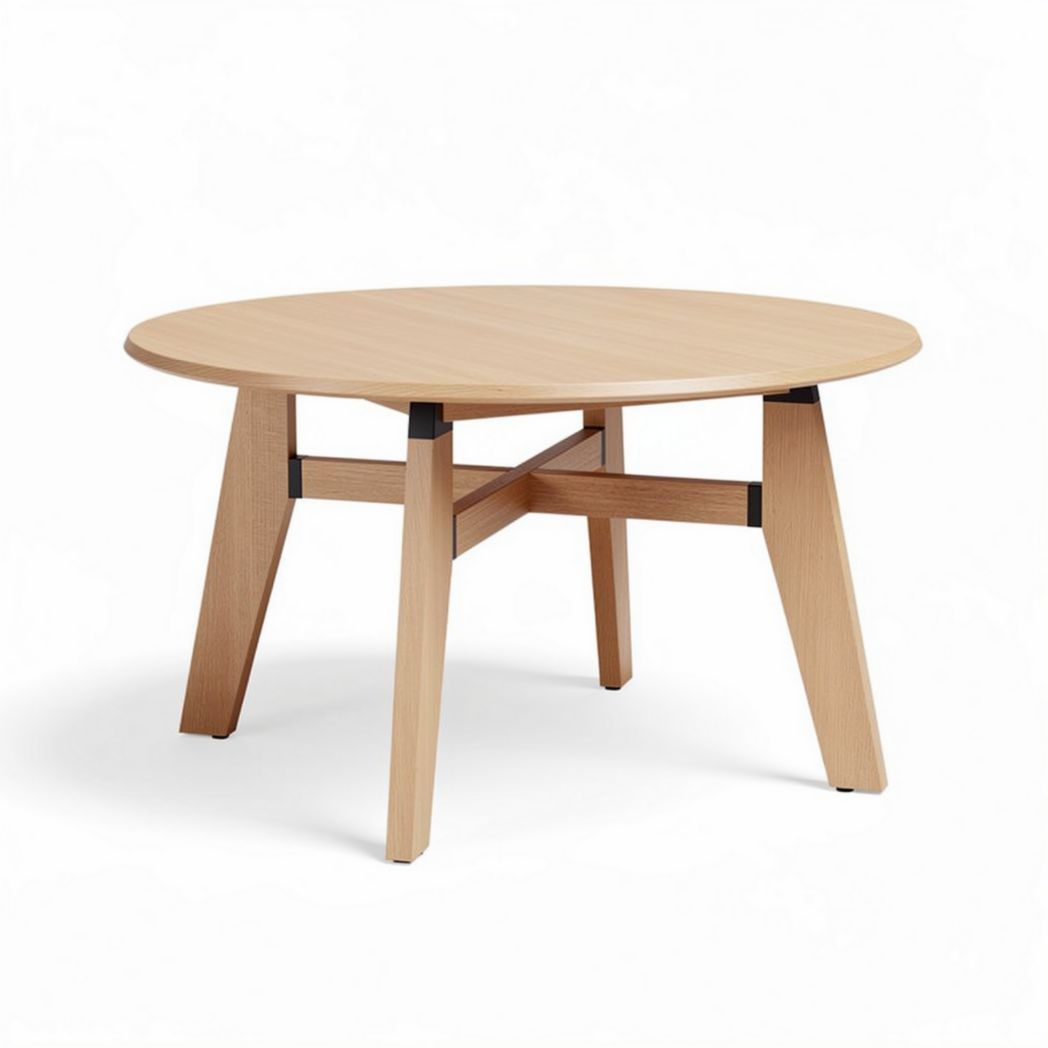 Table ronde en bois naturel 75 x 75 x 40 cm pour espace de vie moderne