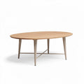 Table ovale en bois de chêne 150 x 80 x 75cm pour salon beige