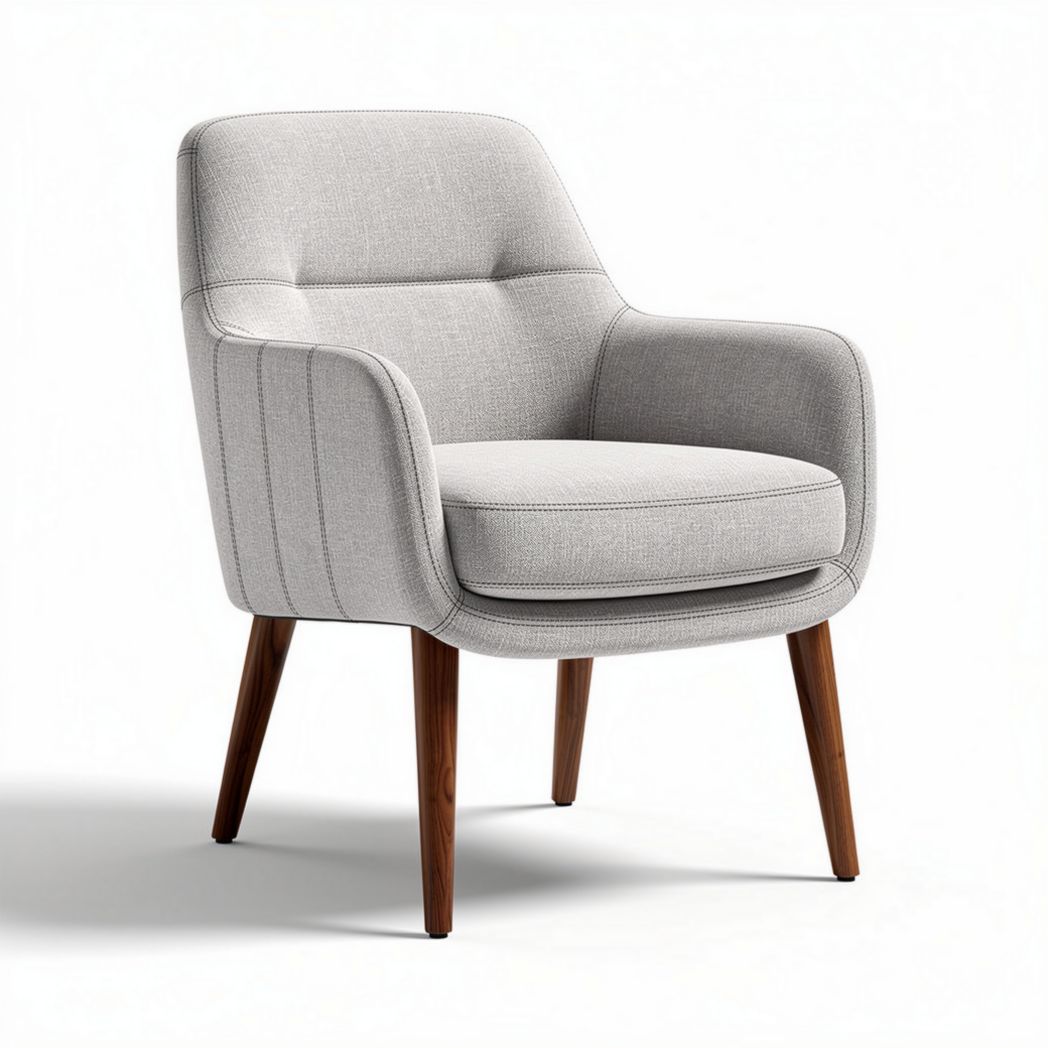 Fauteuil en tissu gris avec pieds en bois dimensions 70 x 70 x 85cm
