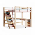Lit mezzanine en bois avec bureau et rangements colorés 200 x 100 x 180cm