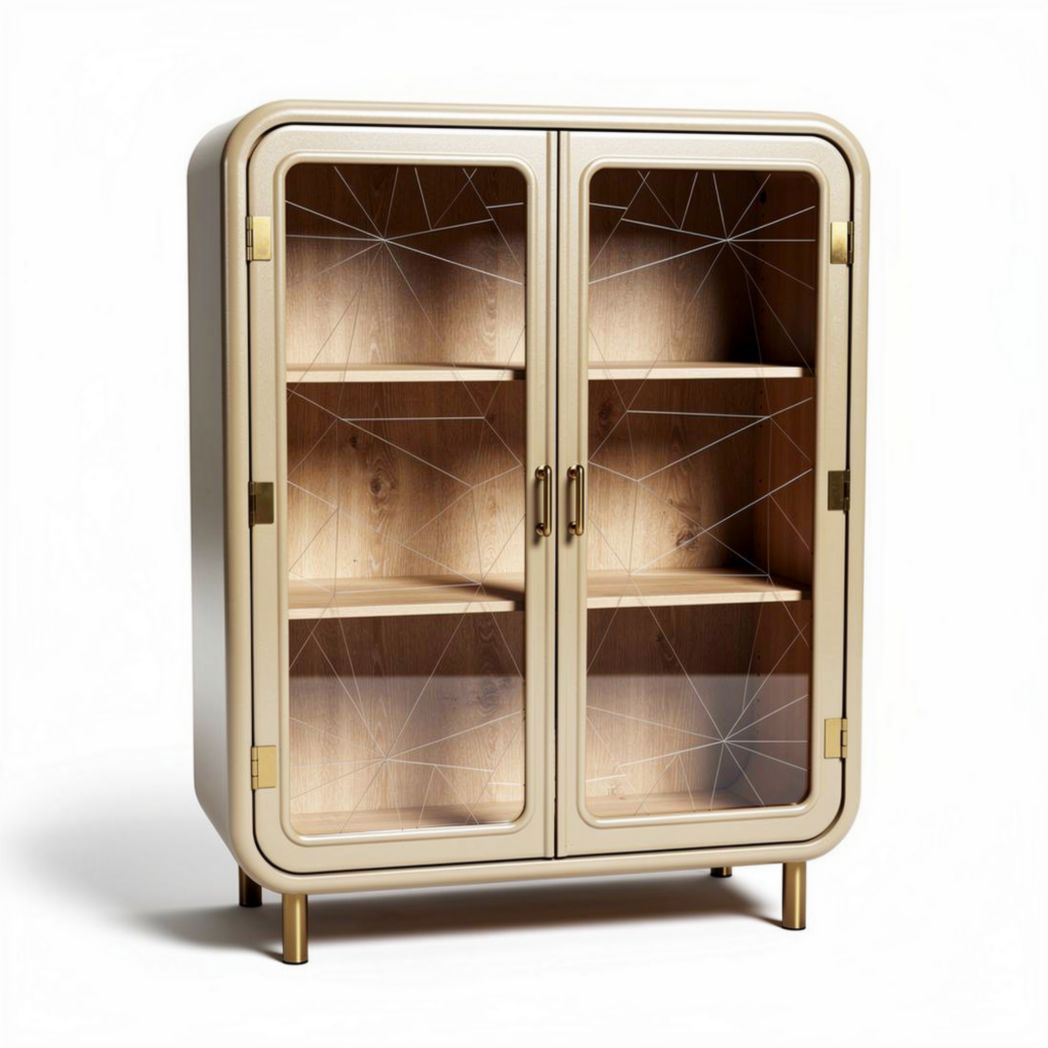 Vitrine en bois et verre avec portes en aluminium dimensions 80 x 40 x 120cm