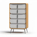 Commode en bois de chêne et tiroirs gris 80 x 40 x 120 cm