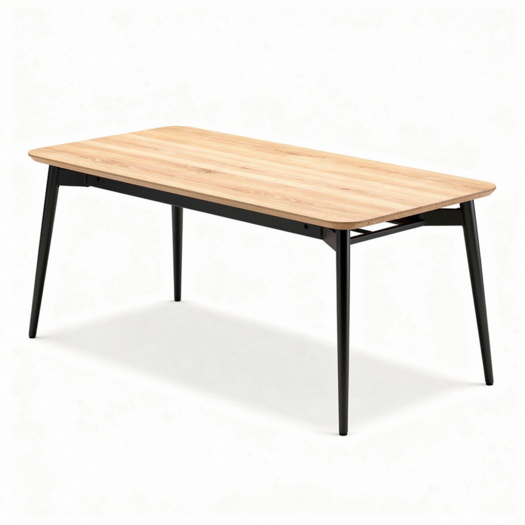 Table à manger rectangulaire en bois et métal noir 120 x 75 x 75cm