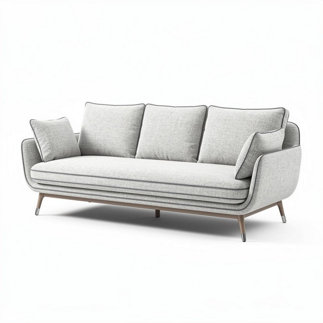 Canapé en tissu gris clair avec coussin supplémentaire 200 x 85 x 90cm