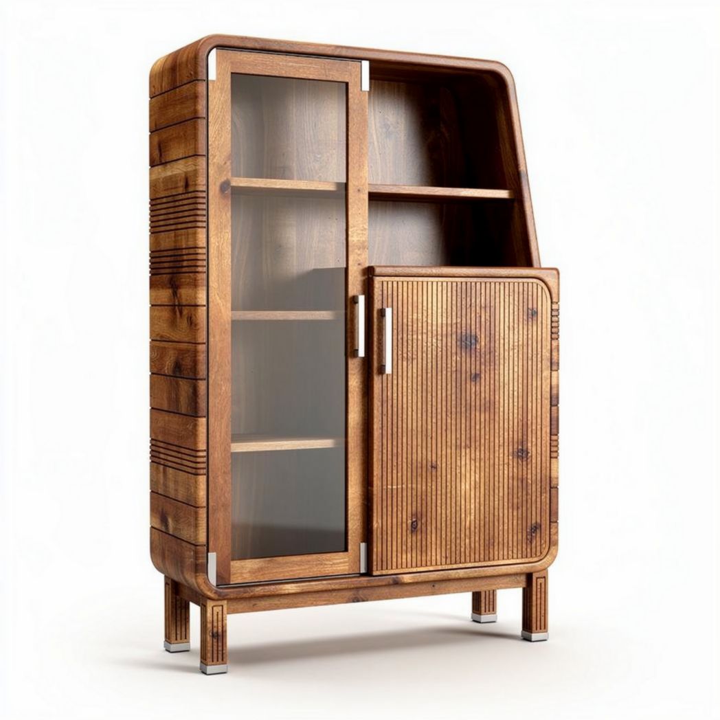 Buffet en bois massif avec portes en verre dimensions 80 x 40 x 120 cm